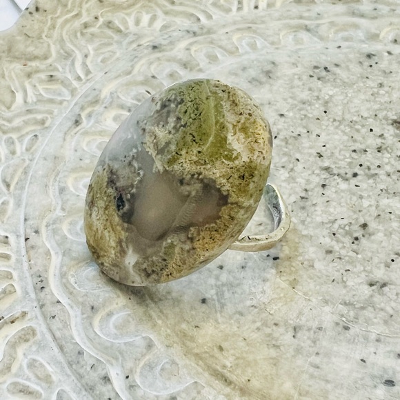Scenic Moss Agate Adjustable Ring, Handmade by Wandering Bunny LLC - Picture 6 of 10